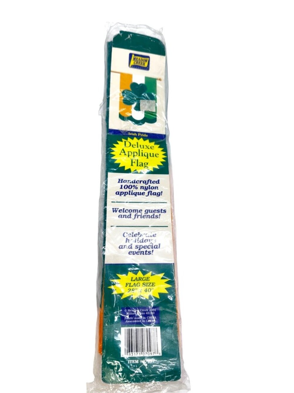Meadow Creek Irish Pride Shamrock Deluxe Applique Decorative Nylon Flag 28"x40"